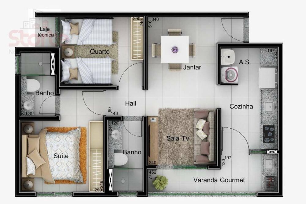 Apartamento, 2 quartos, 48 m² - Foto 3