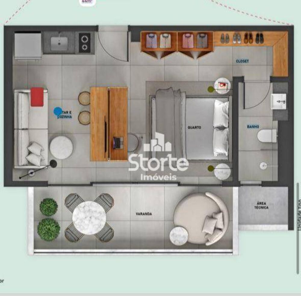 Kitnet-Studio, 43 m² - Foto 1