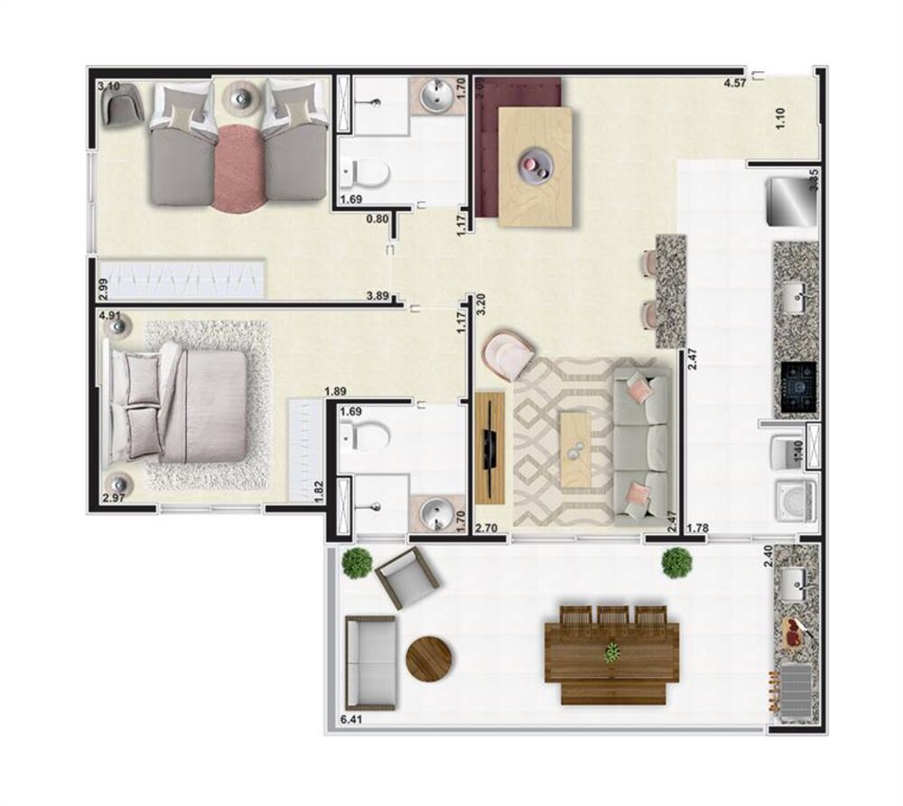 Apartamento, 2 quartos, 79 m² - Foto 2