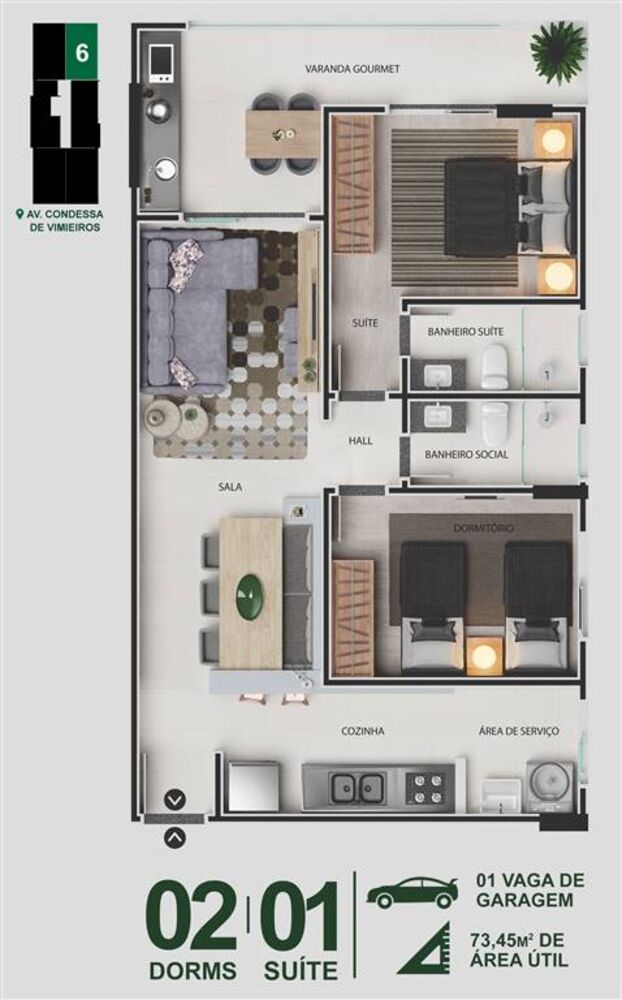 Apartamento, 2 quartos, 73 m² - Foto 4