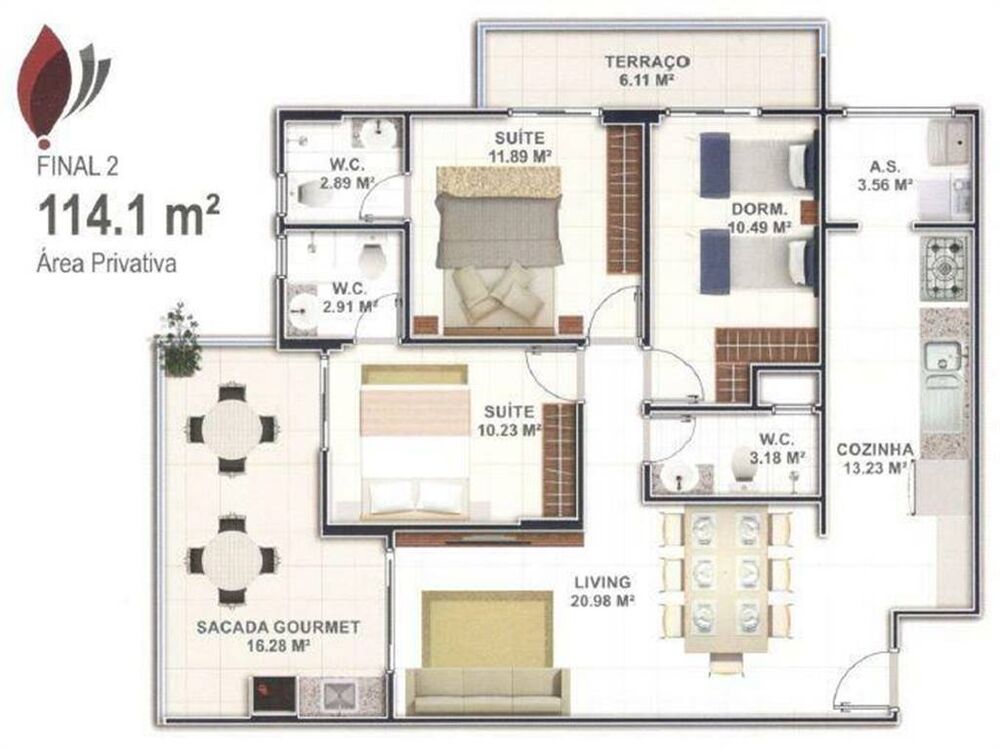 Apartamento, 3 quartos, 114 m² - Foto 1