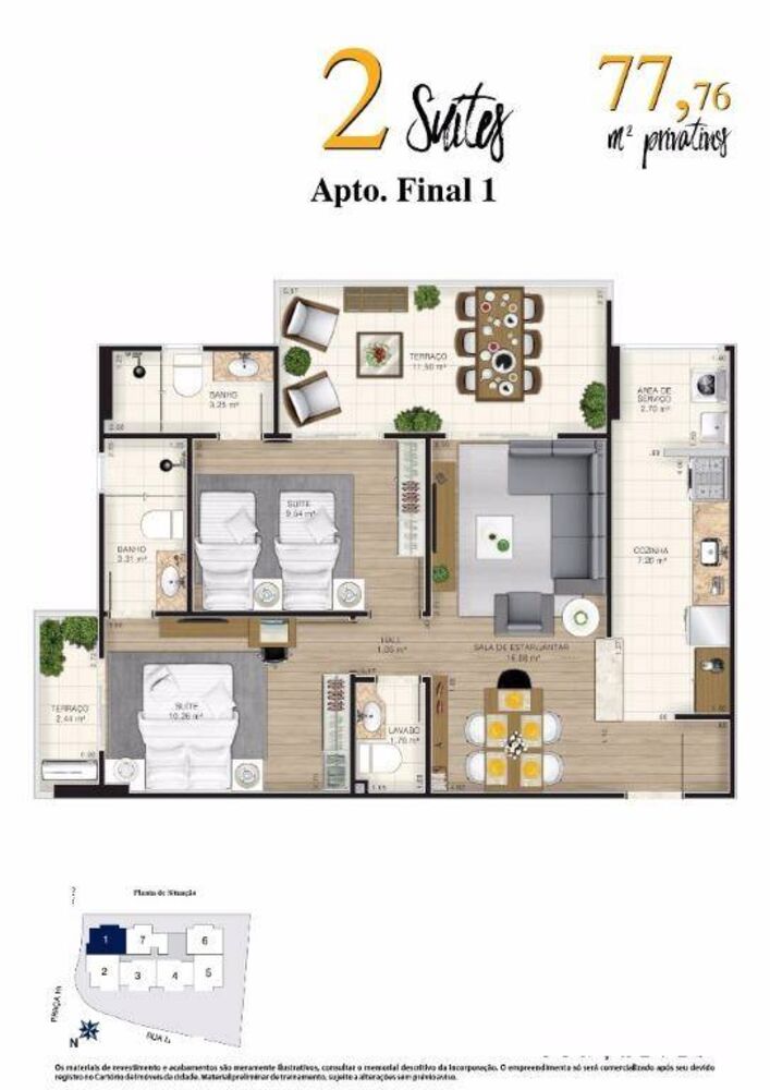 Apartamento, 2 quartos, 77 m² - Foto 1