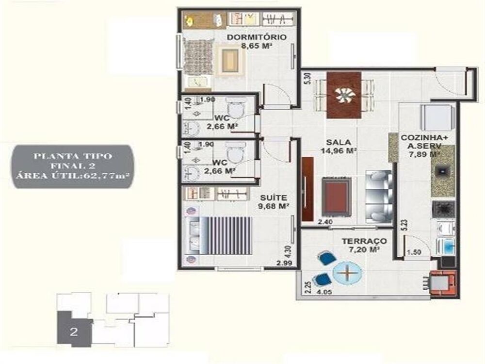 Apartamento, 2 quartos, 62 m² - Foto 2