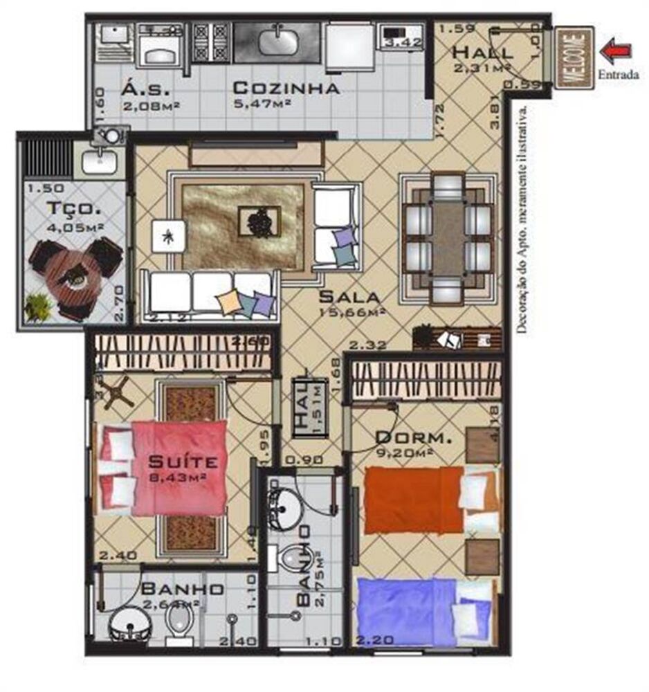 Apartamento, 2 quartos, 60 m² - Foto 1
