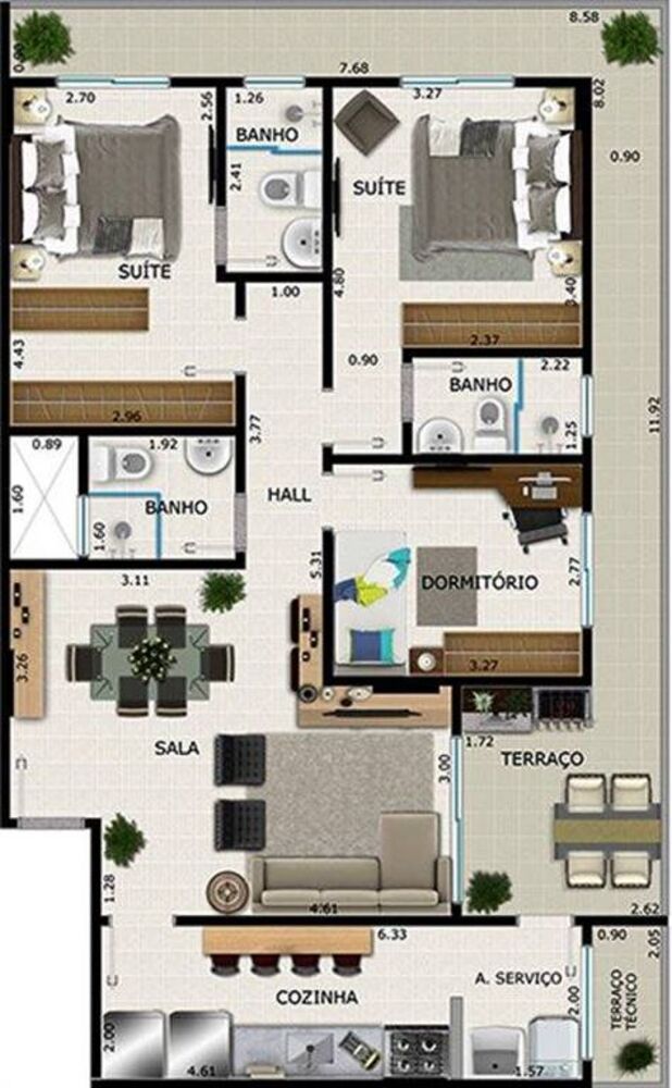 Apartamento, 3 quartos, 121 m² - Foto 1