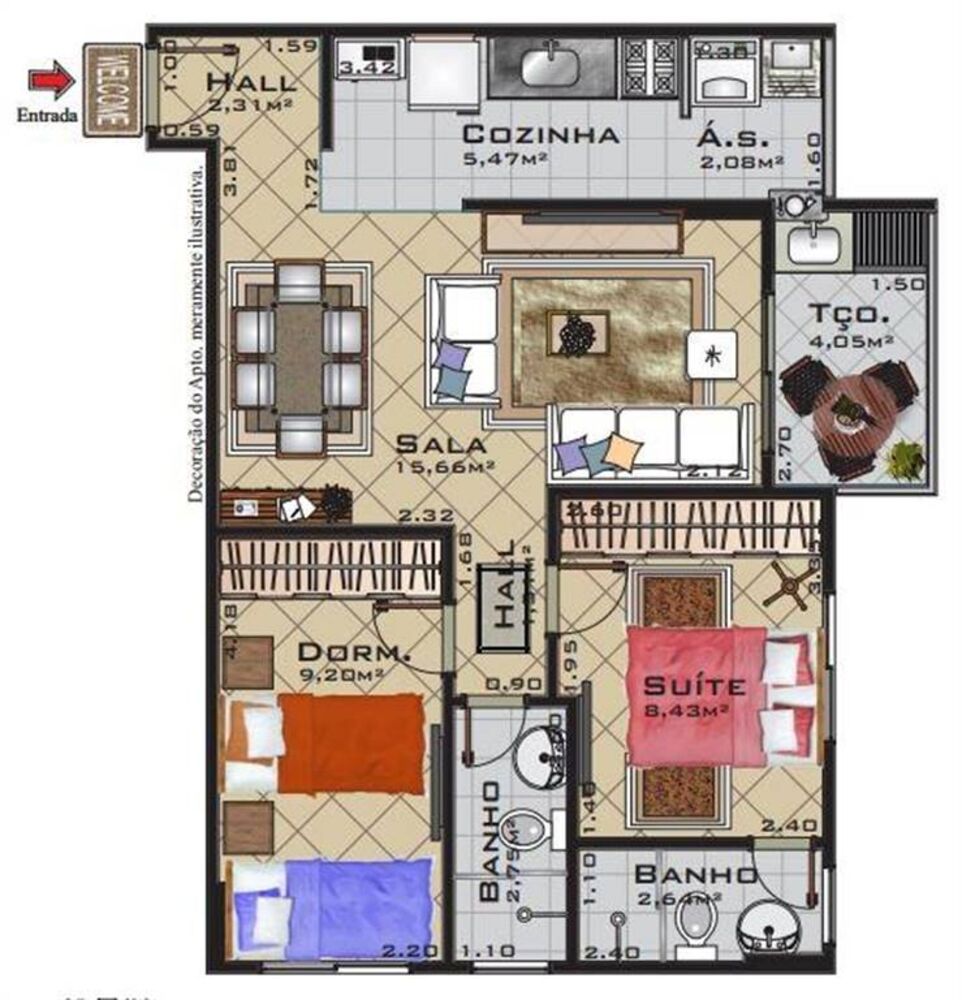 Apartamento, 2 quartos, 60 m² - Foto 2