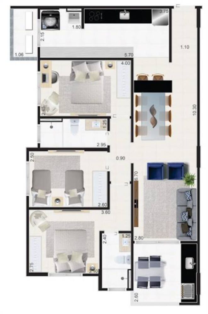 Apartamento, 3 quartos, 96 m² - Foto 1