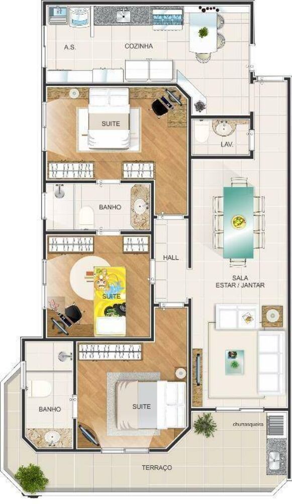 Apartamento, 3 quartos, 100 m² - Foto 1