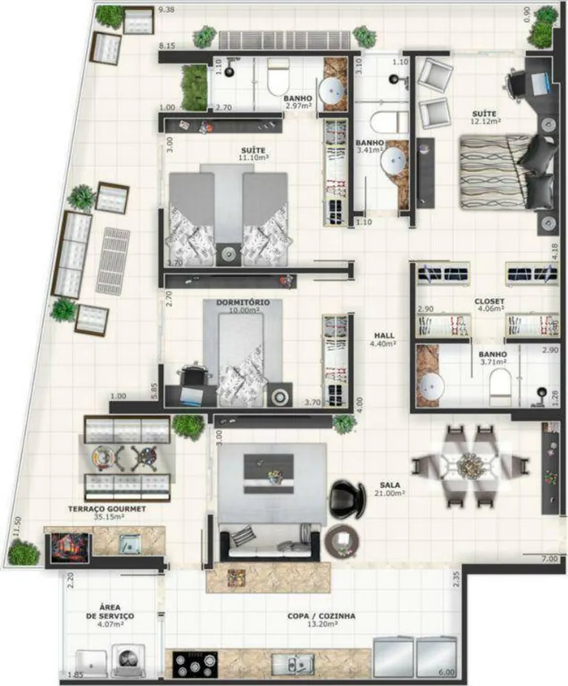 Apartamento, 3 quartos, 139 m² - Foto 3
