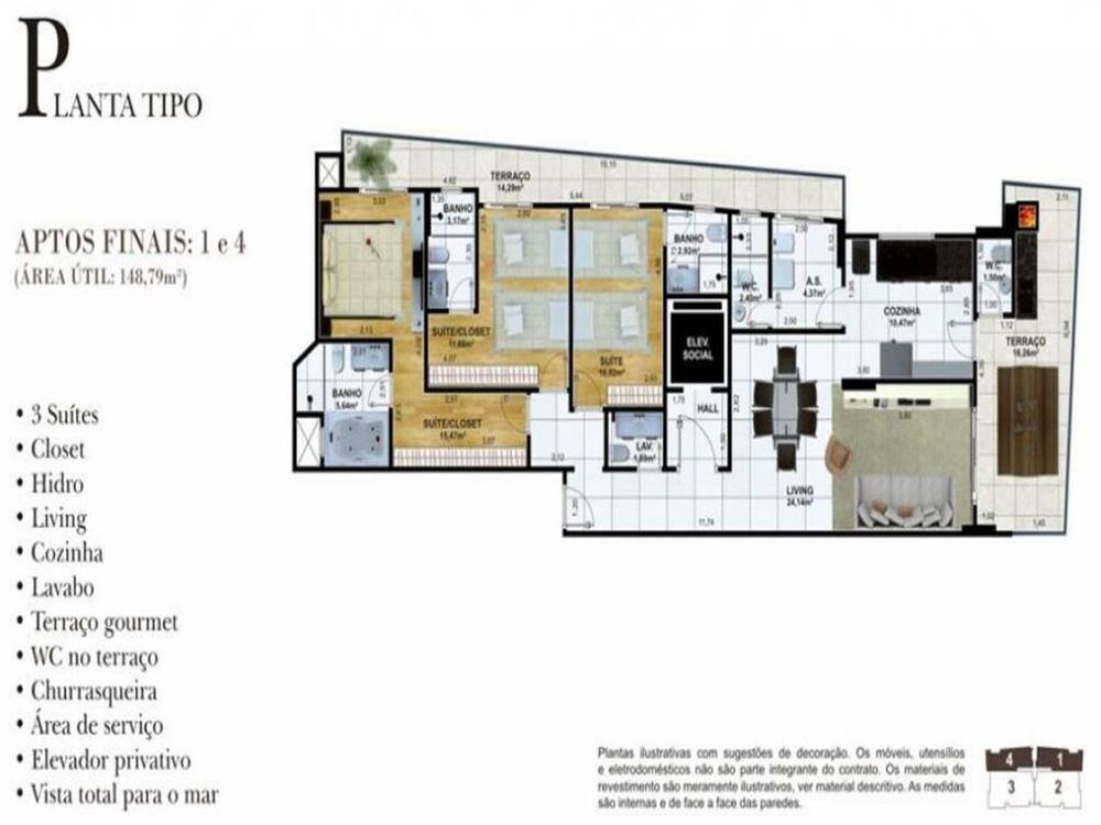 Apartamento, 3 quartos, 147 m² - Foto 1