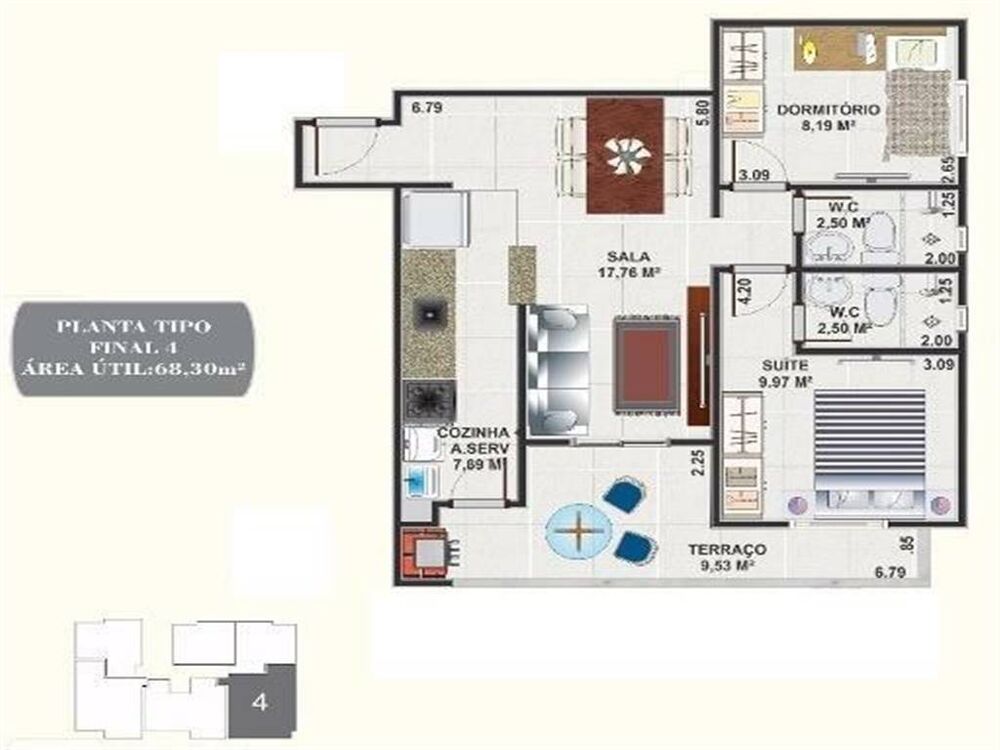 Apartamento, 2 quartos, 68 m² - Foto 2
