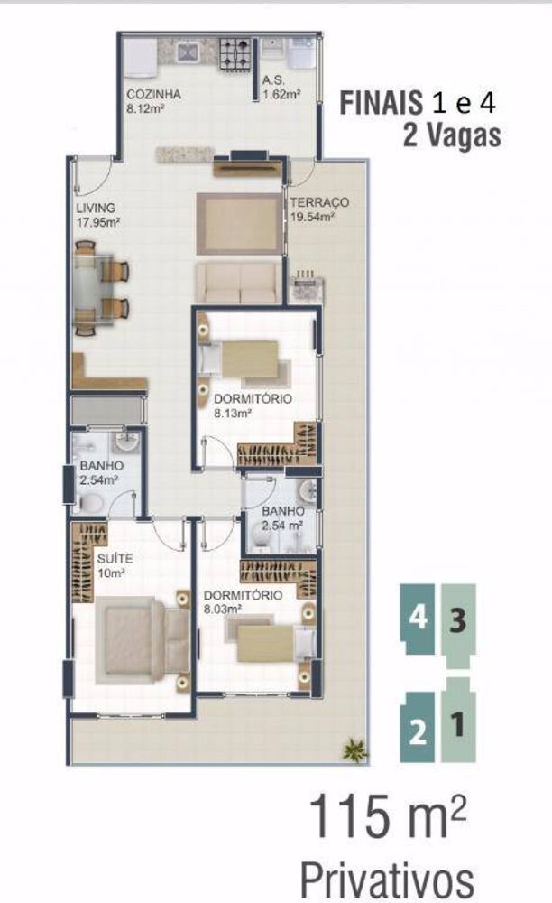 Apartamento, 3 quartos, 94 m² - Foto 1