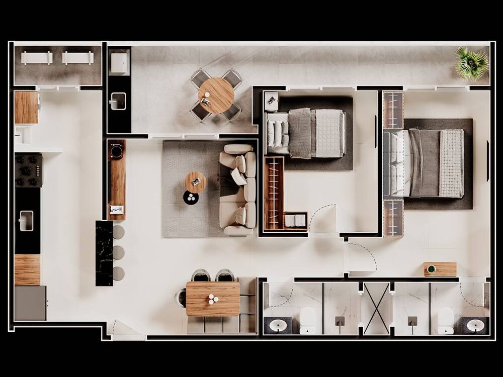 Apartamento, 2 quartos, 74 m² - Foto 2