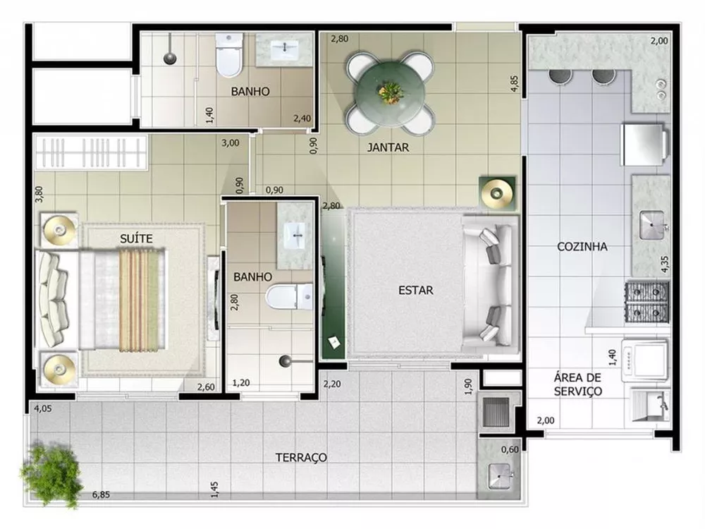 Apartamento à venda com 1 quarto, 60m² - Foto 2