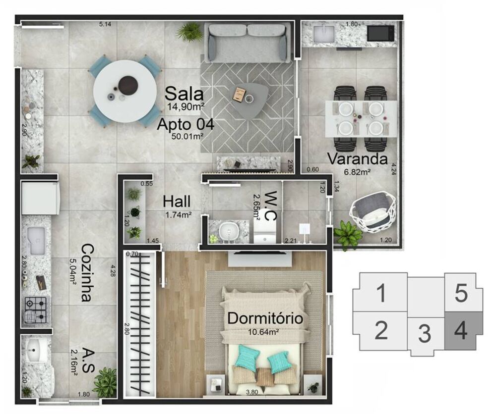 Apartamento, 1 quarto, 50 m² - Foto 12