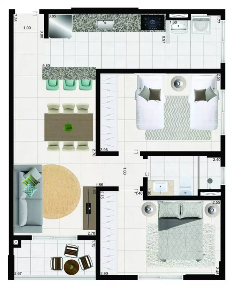 Apartamento à venda com 2 quartos, 62m² - Foto 4