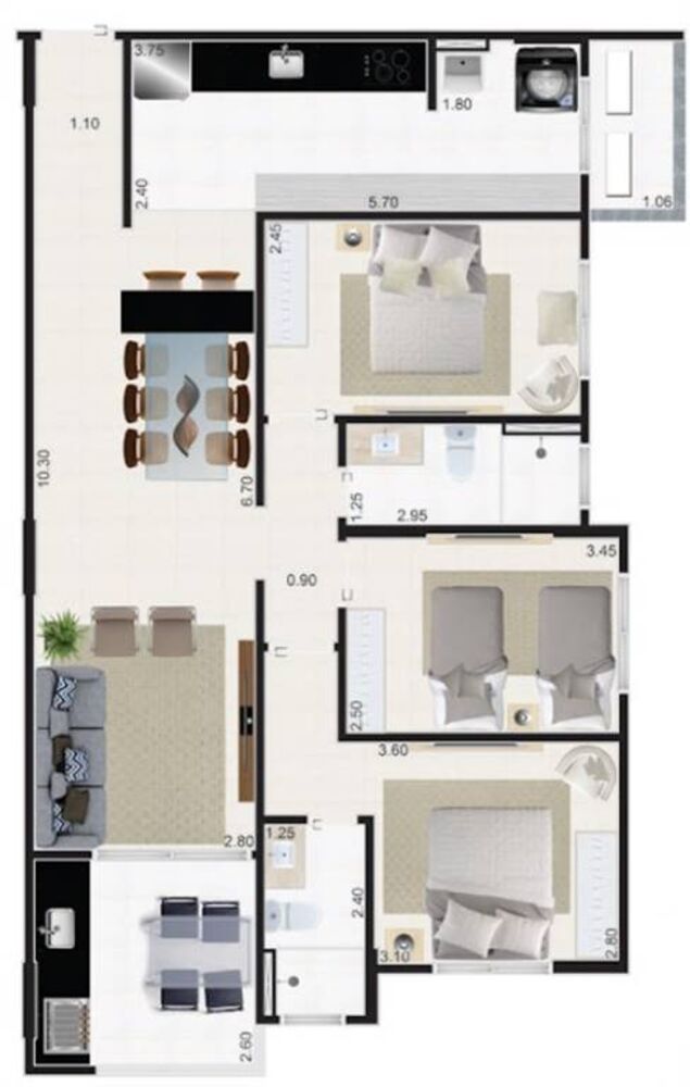 Apartamento, 3 quartos, 96 m² - Foto 3