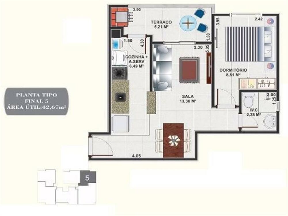 Apartamento, 1 quarto, 42 m² - Foto 2