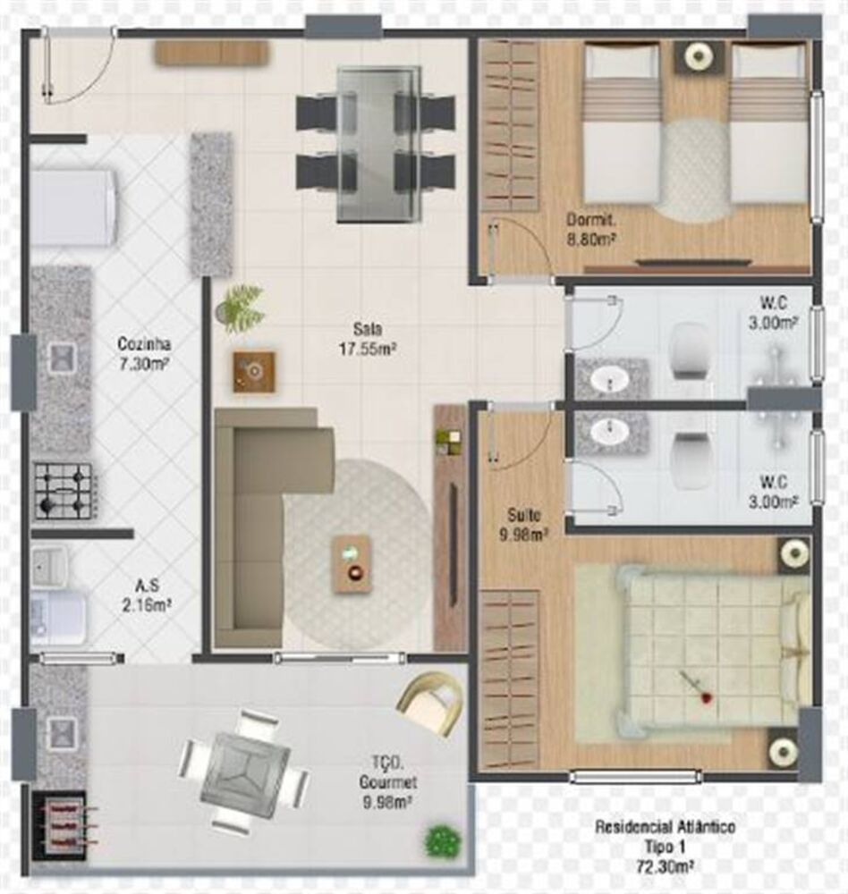 Apartamento, 2 quartos, 72 m² - Foto 1