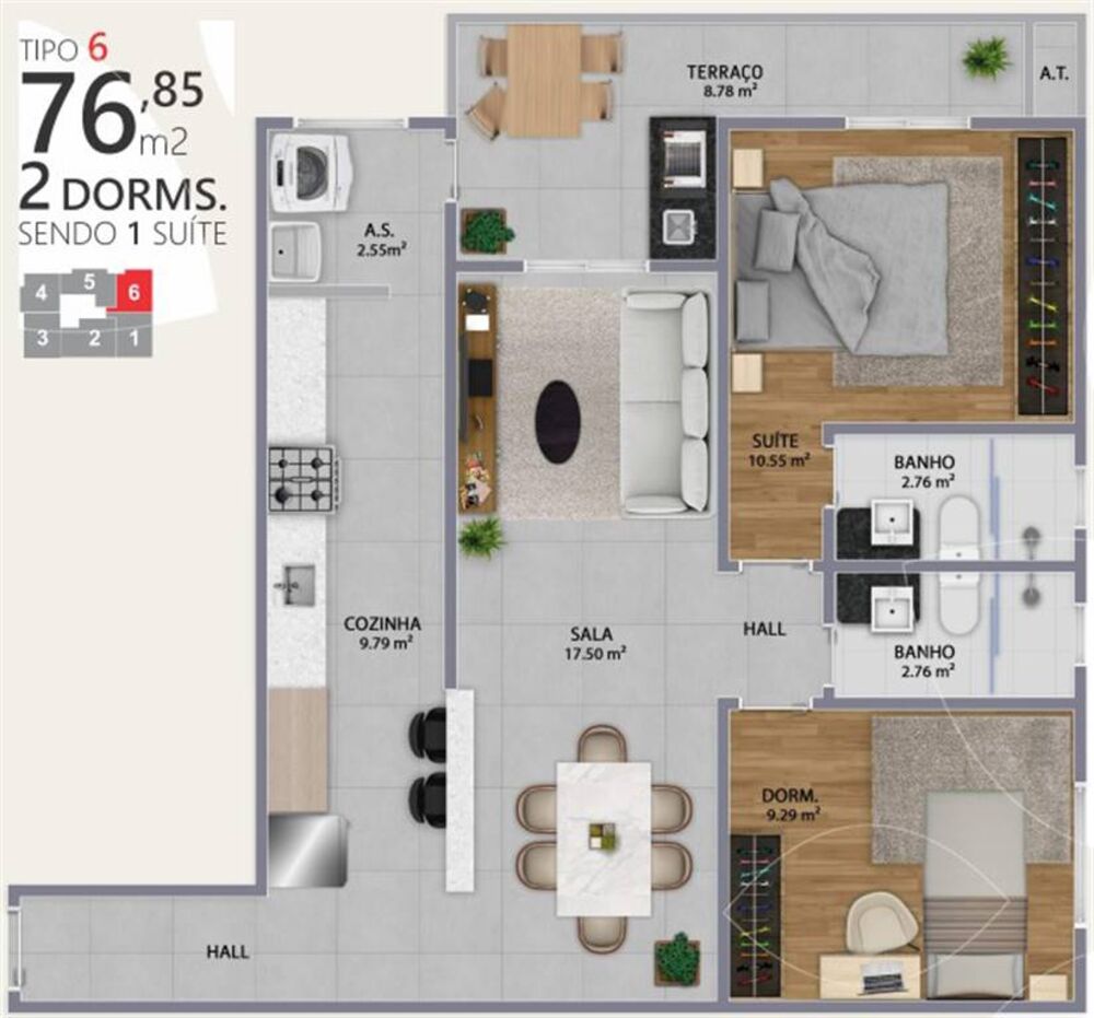 Apartamento, 2 quartos, 77 m² - Foto 6