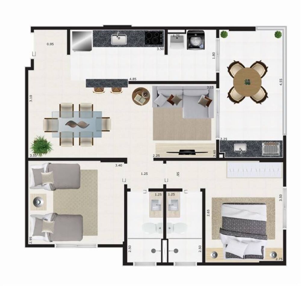 Apartamento, 2 quartos, 77 m² - Foto 3