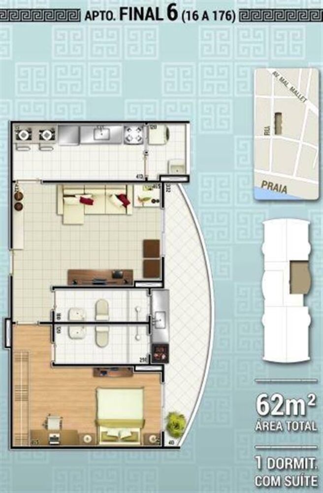 Apartamento, 1 quarto, 62 m² - Foto 1