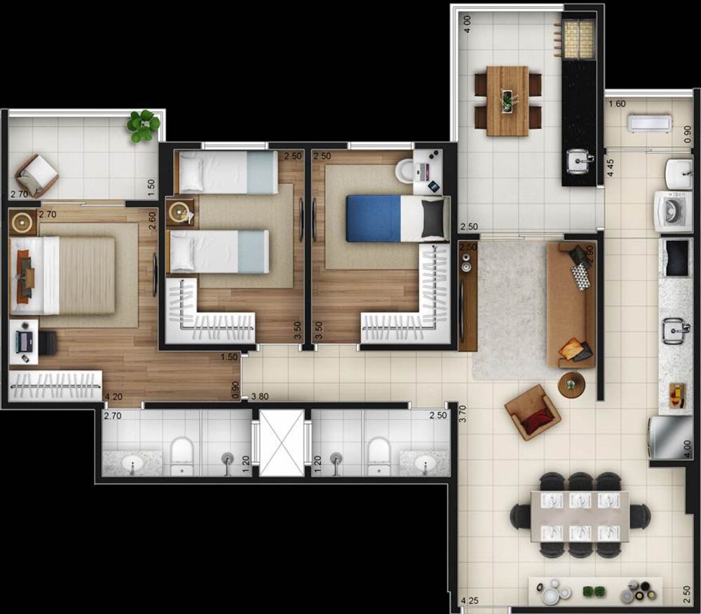 Apartamento, 3 quartos, 95 m² - Foto 2