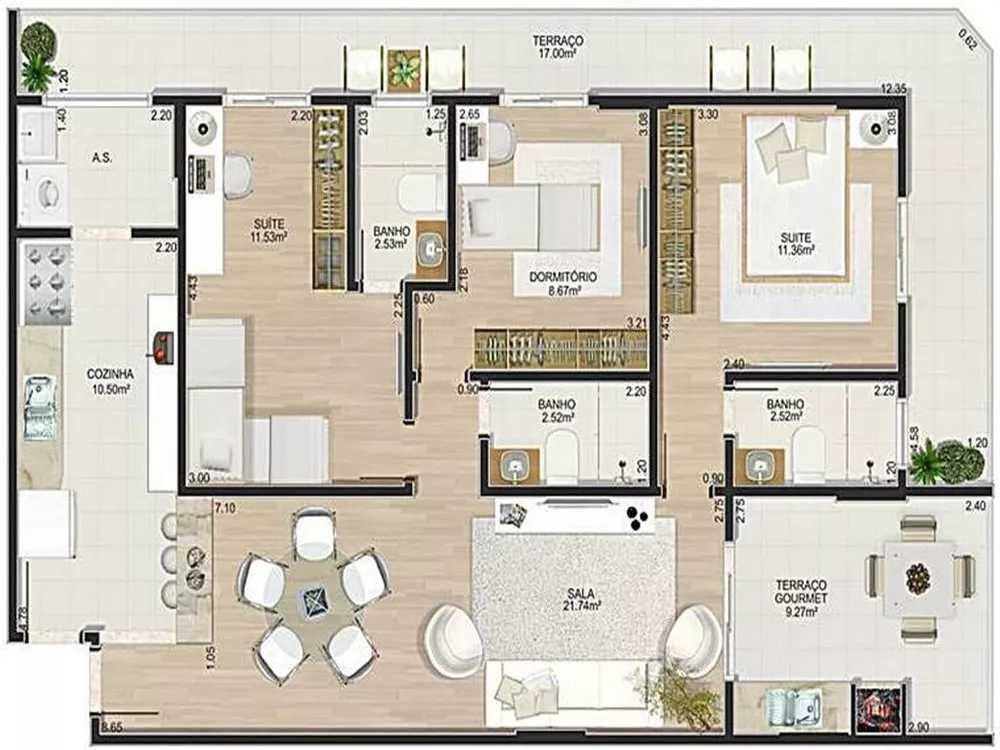 Apartamento à venda com 3 quartos, 115m² - Foto 1