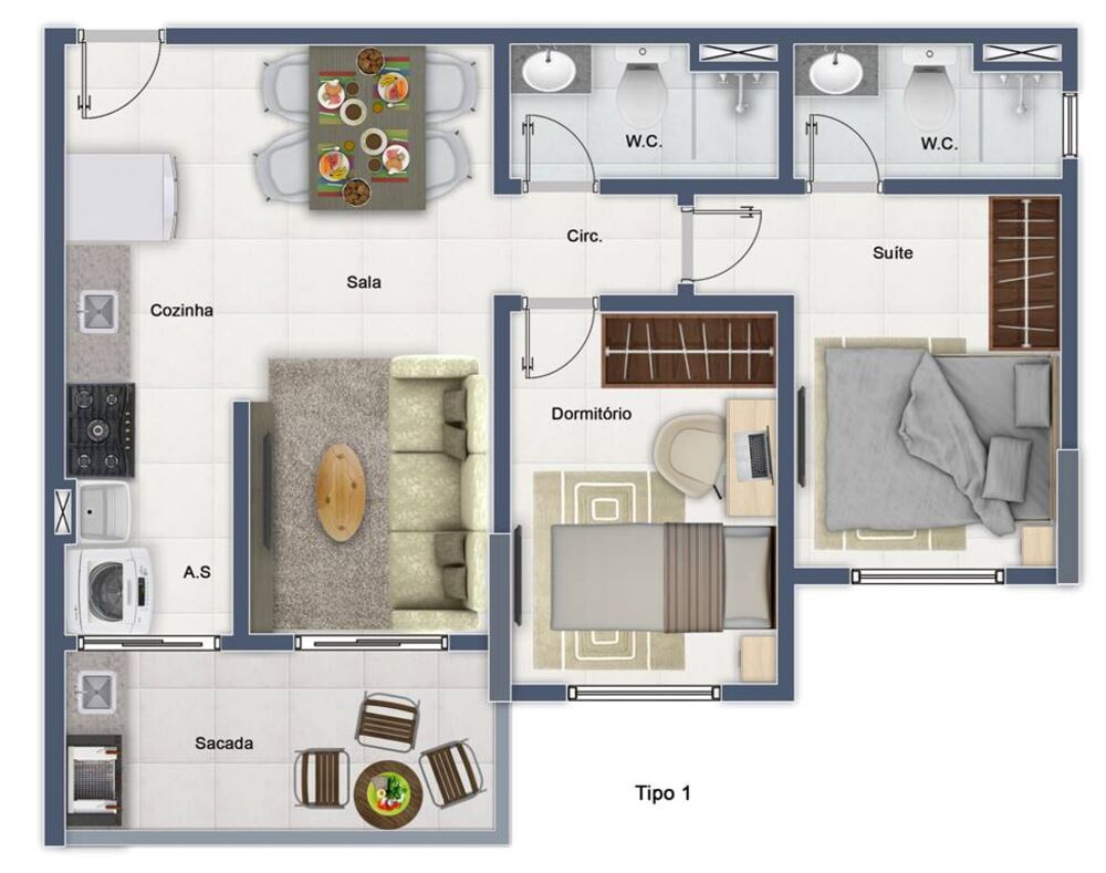 Apartamento, 2 quartos, 57 m² - Foto 1