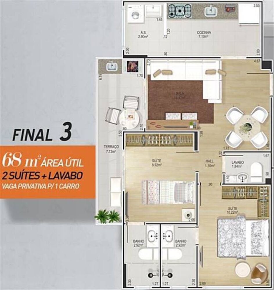 Apartamento, 2 quartos, 68 m² - Foto 12