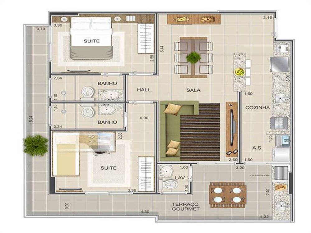 Apartamento, 2 quartos, 77 m² - Foto 3