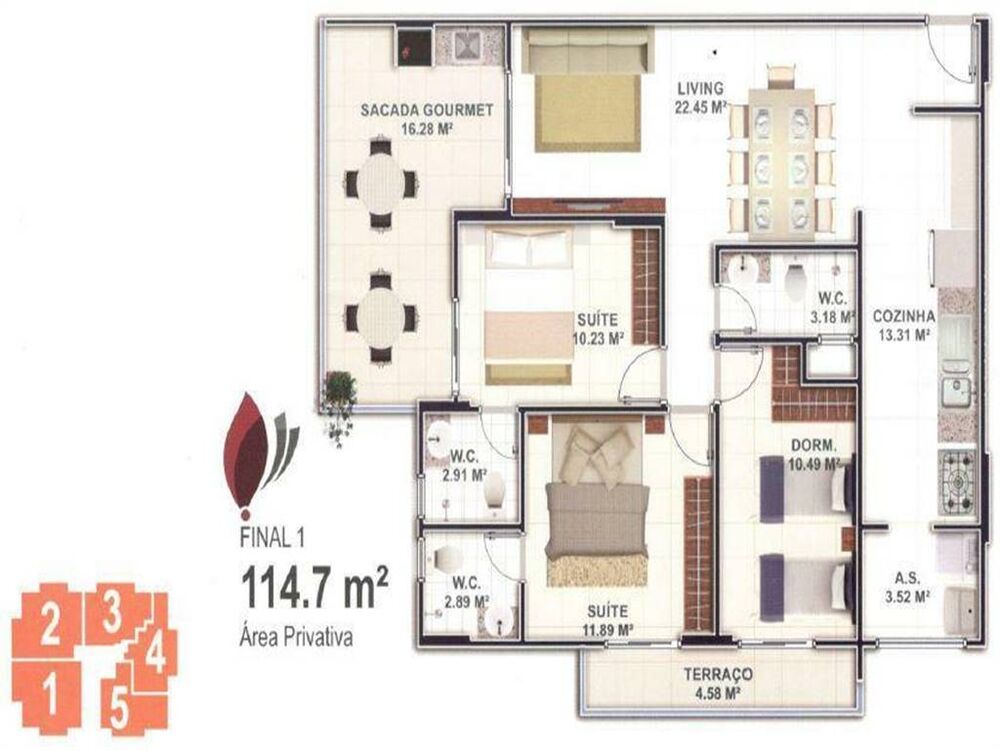 Apartamento, 3 quartos, 114 m² - Foto 2