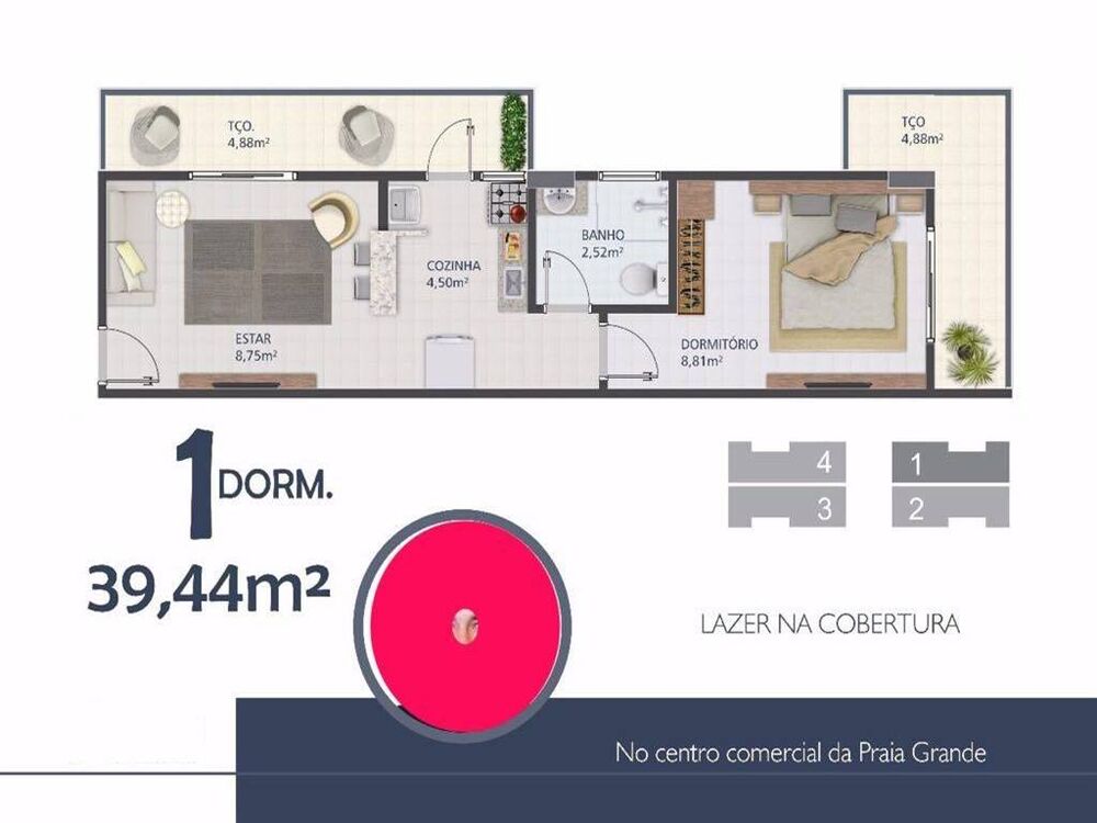 Apartamento, 1 quarto, 39 m² - Foto 9
