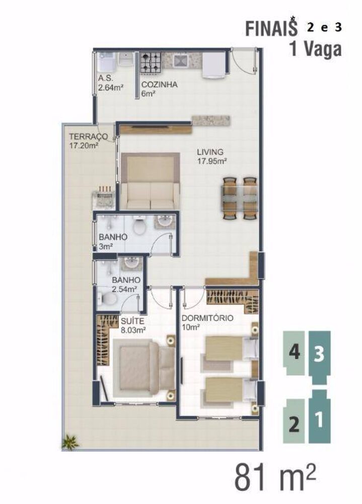 Apartamento, 2 quartos, 81 m² - Foto 2