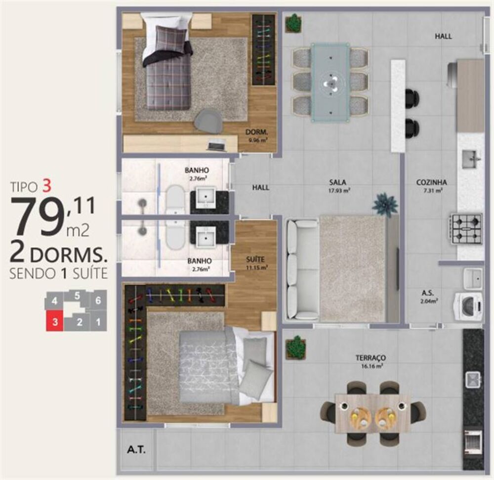 Apartamento, 2 quartos, 79 m² - Foto 3