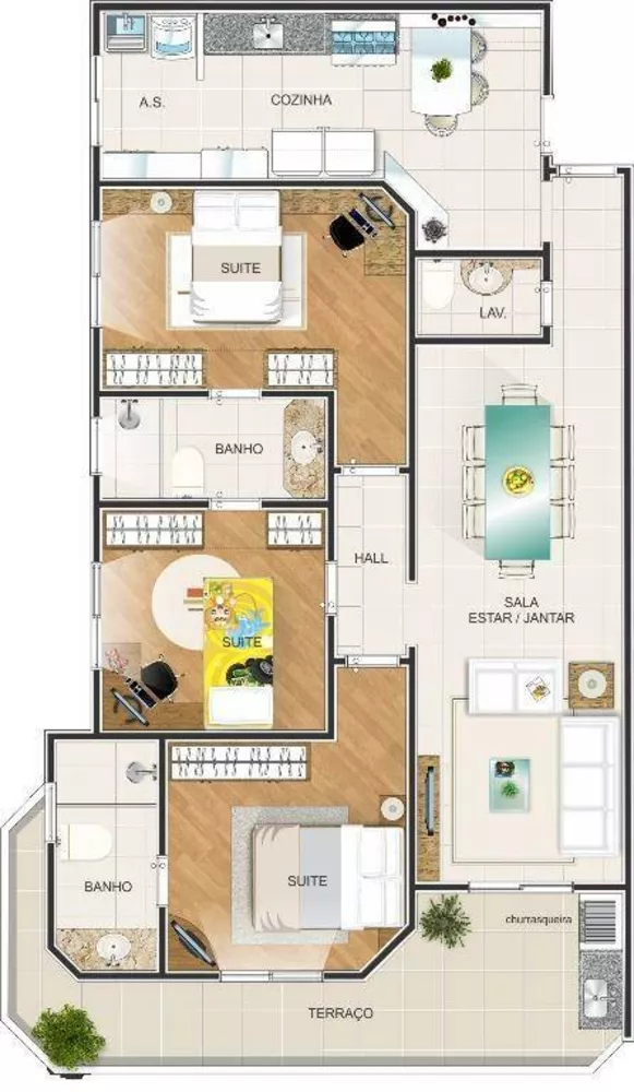 Apartamento à venda com 3 quartos, 100m² - Foto 1