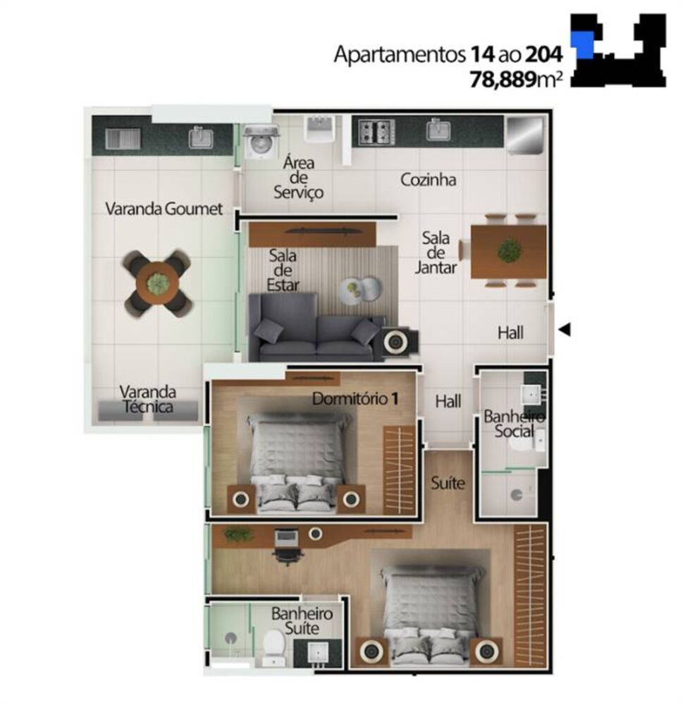Apartamento, 2 quartos, 79 m² - Foto 3