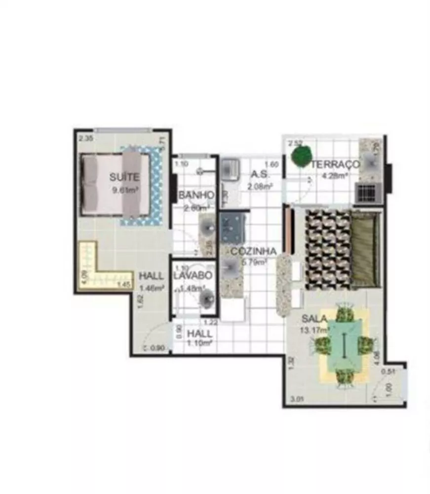 Apartamento à venda com 1 quarto, 44m² - Foto 3