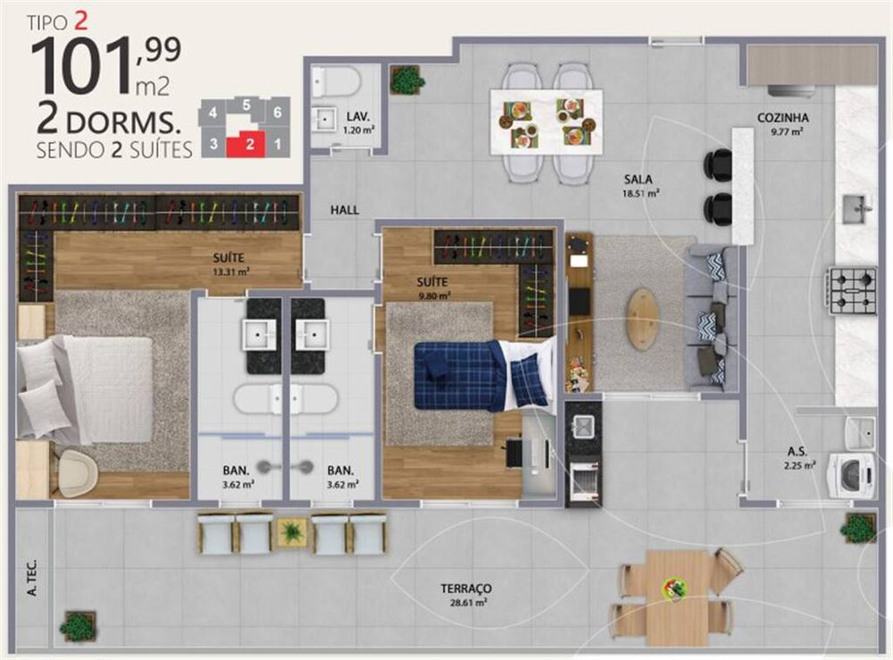 Apartamento, 2 quartos, 101 m² - Foto 6