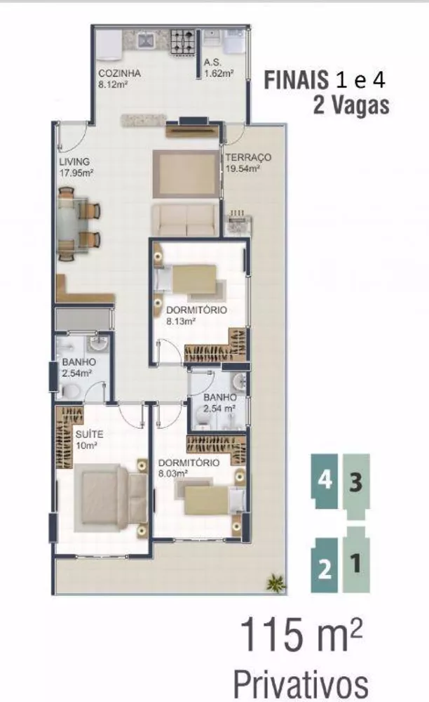 Apartamento à venda com 3 quartos, 94m² - Foto 2