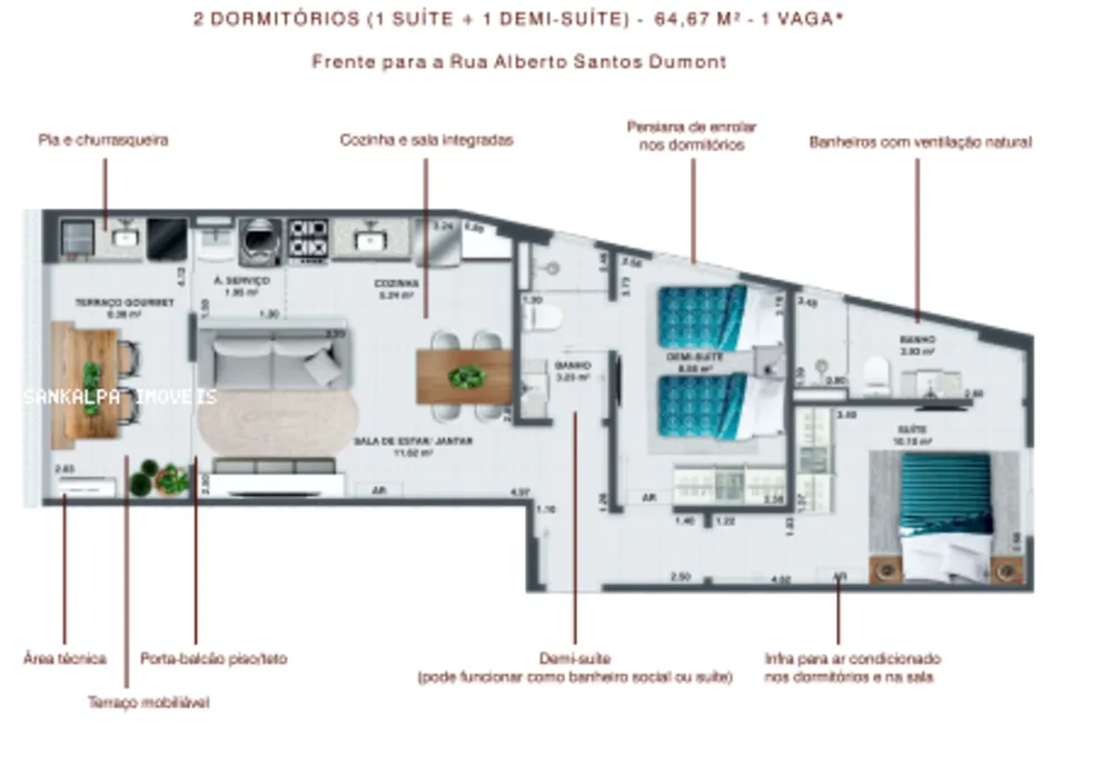 Apartamento, 2 quartos, 64 m² - Foto 2