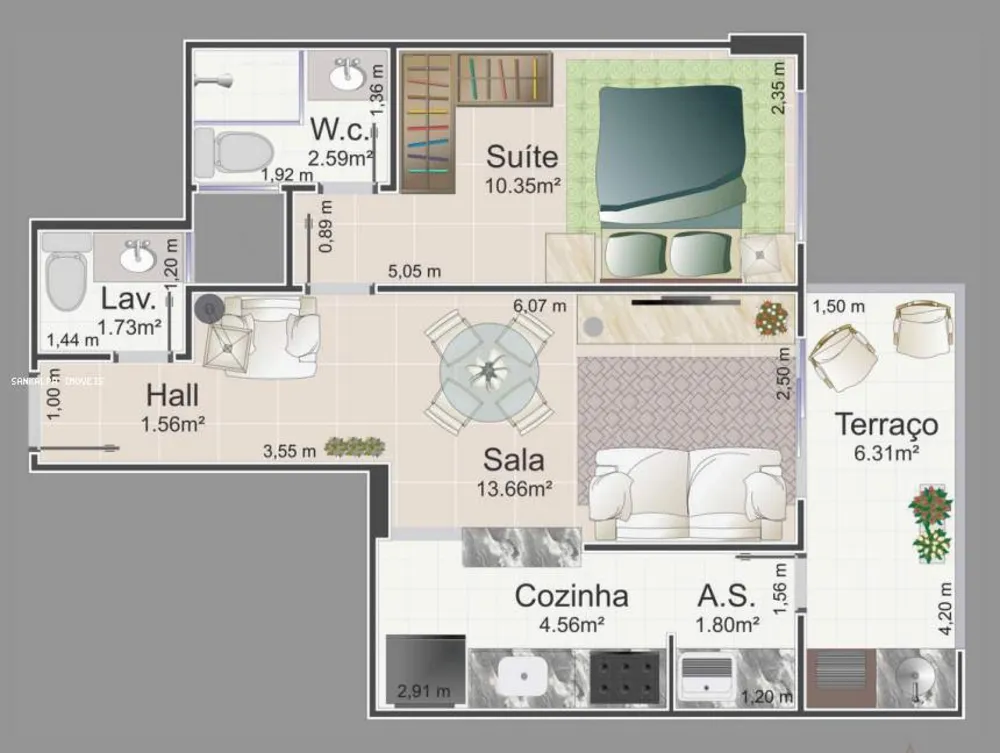 Apartamento, 1 quarto, 73 m² - Foto 1