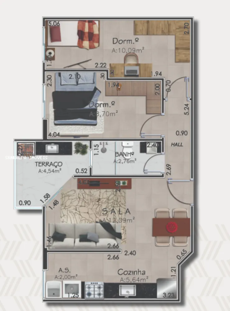 Apartamento, 2 quartos, 53 m² - Foto 1