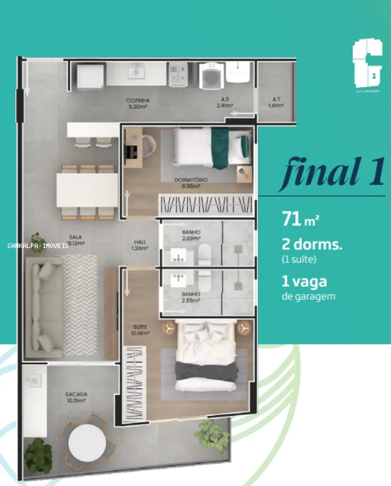Apartamento, 2 quartos, 71 m² - Foto 2