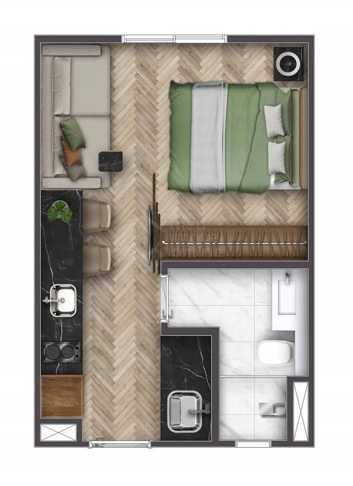 Apartamento, 1 quarto, 24 m² - Foto 2