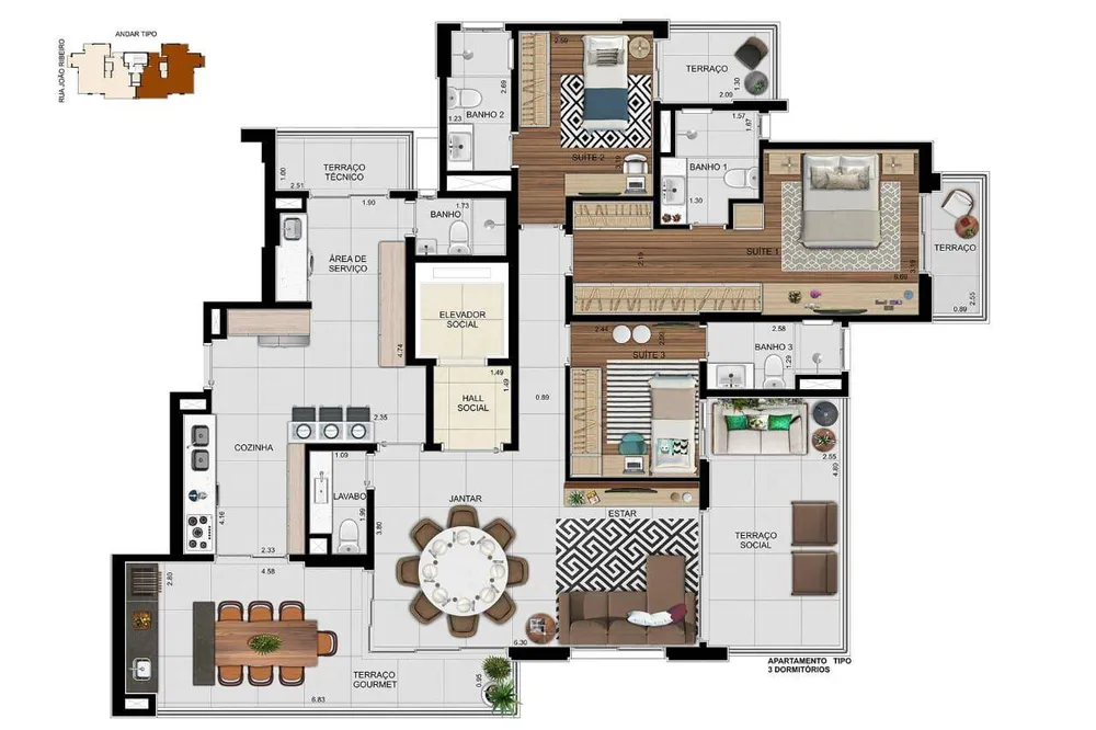 Apartamento, 3 quartos, 161 m² - Foto 2