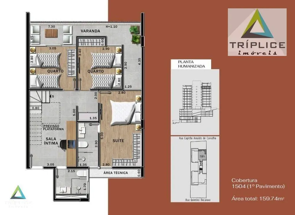 Cobertura, 3 quartos, 159 m² - Foto 1