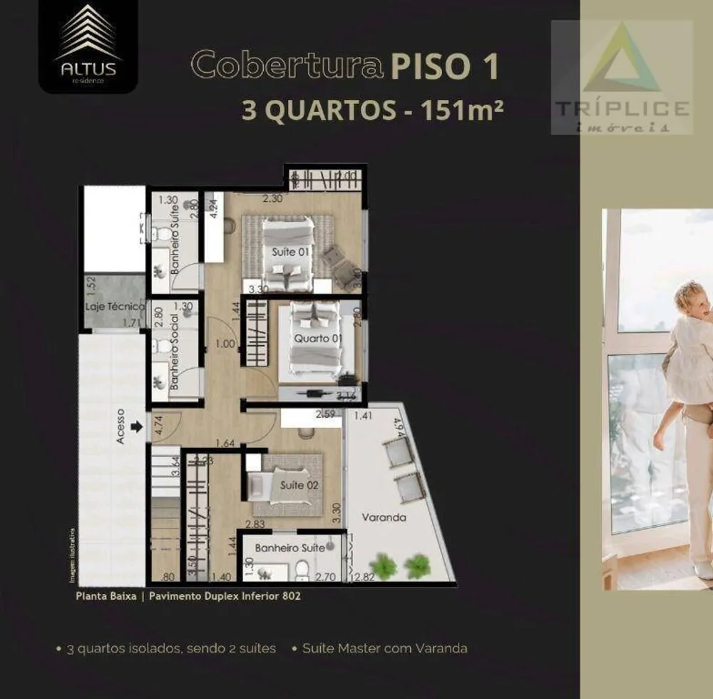 Cobertura, 3 quartos, 151 m² - Foto 2