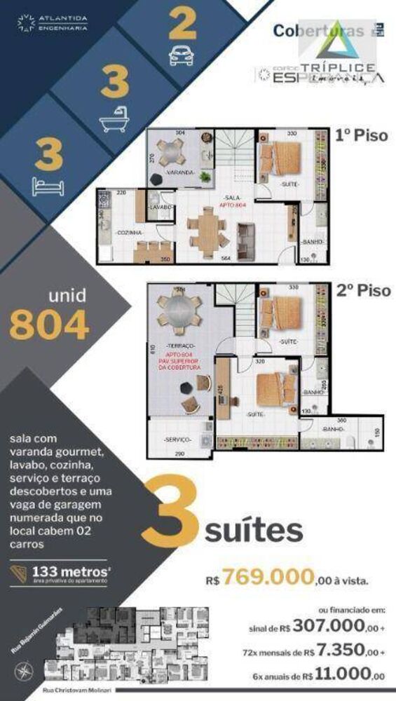 Cobertura, 3 quartos, 115 m² - Foto 2