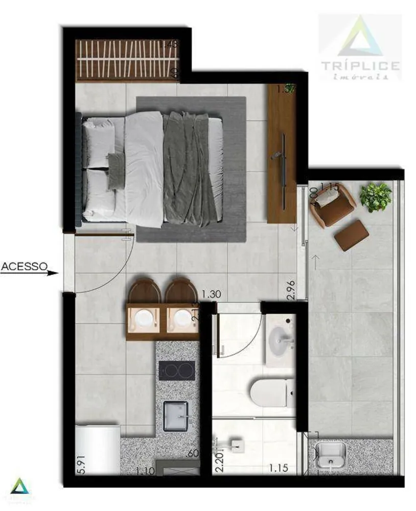 Kitnet-Studio, 33 m² - Foto 1